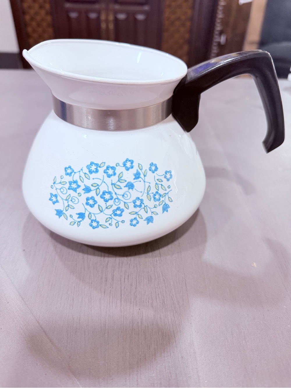 Vintage Corning Ware Blue Heather pattern 6-cup teapot